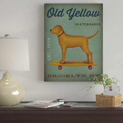 " Golden Dog on Skateboard " Graphic Art Print