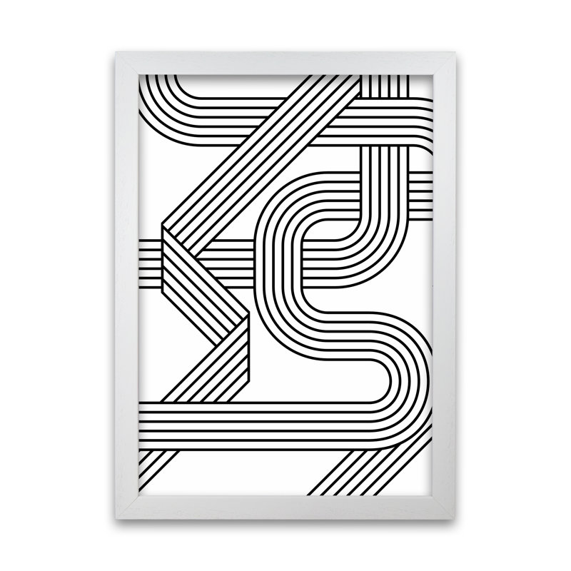 Black And White Geometric Patterns A - Print, 30cm H x 21cm W x 3cm D, White Frame
