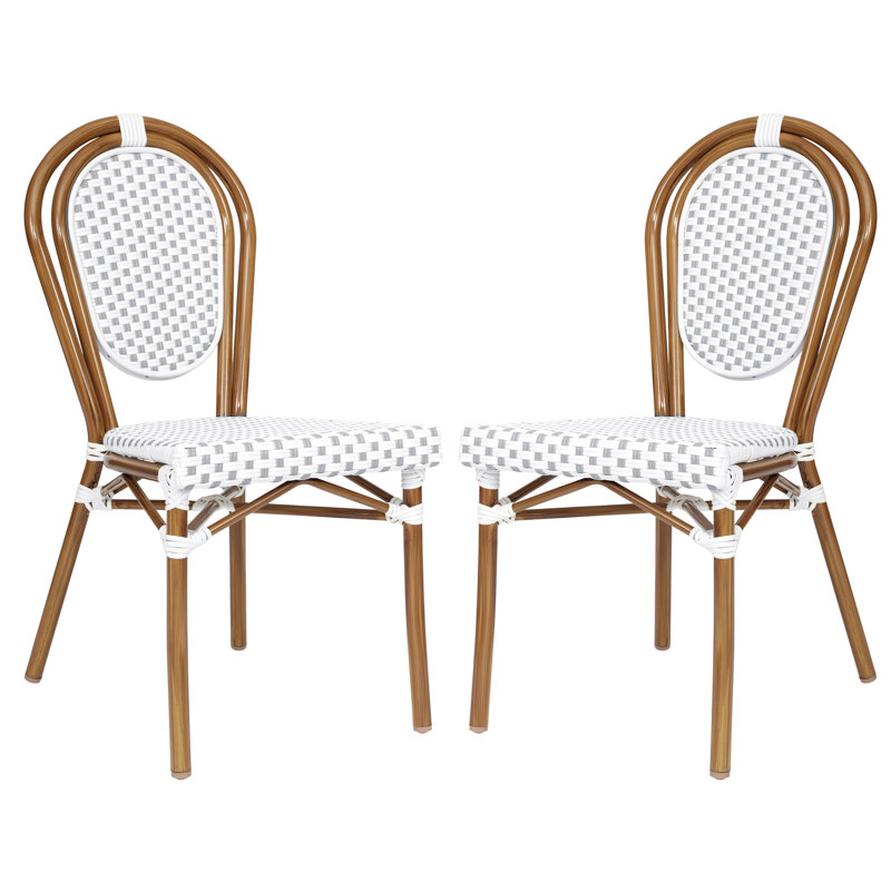 Chaises Paris empilables Cloquet, Blanc / gris / naturel, 2