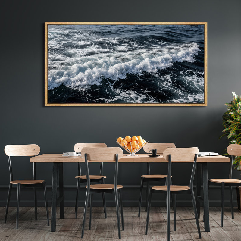«Ocean Surf Waves», art mural encadré sur toile, Naturel, H 30 po x l 60 po