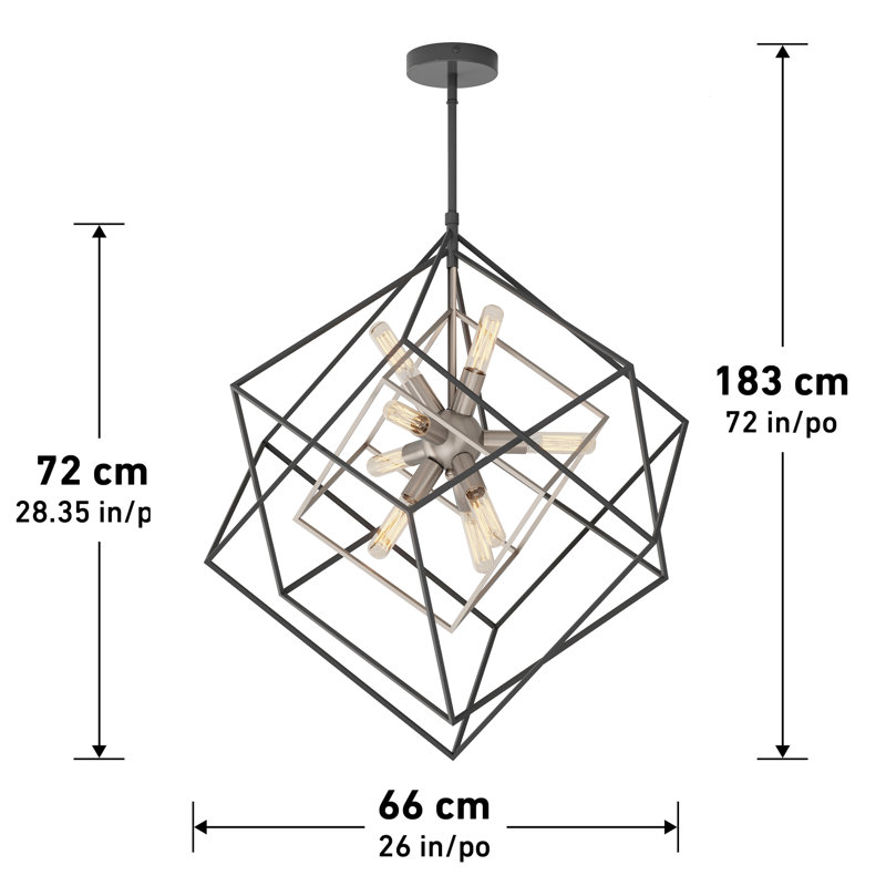 Campbell-Josh 9 - Light Dimmable Sputnik Square Chandelier