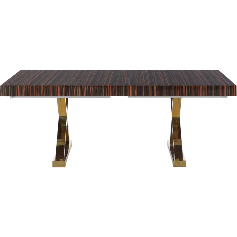 Woolum Metal Base Dining Table, Gold, Brown