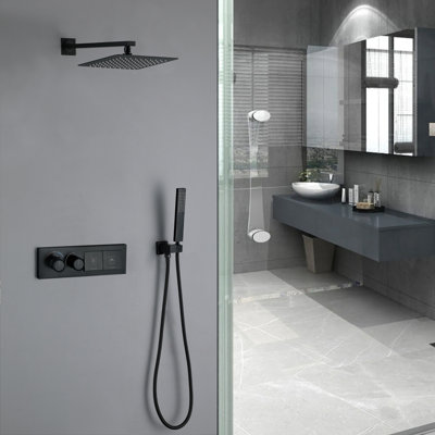 Système de douche thermostatique avec pommes de douche à effet pluie