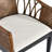 Rattan Barrel Back Design Solid Wood Base Upholstered Seat Accent Chair