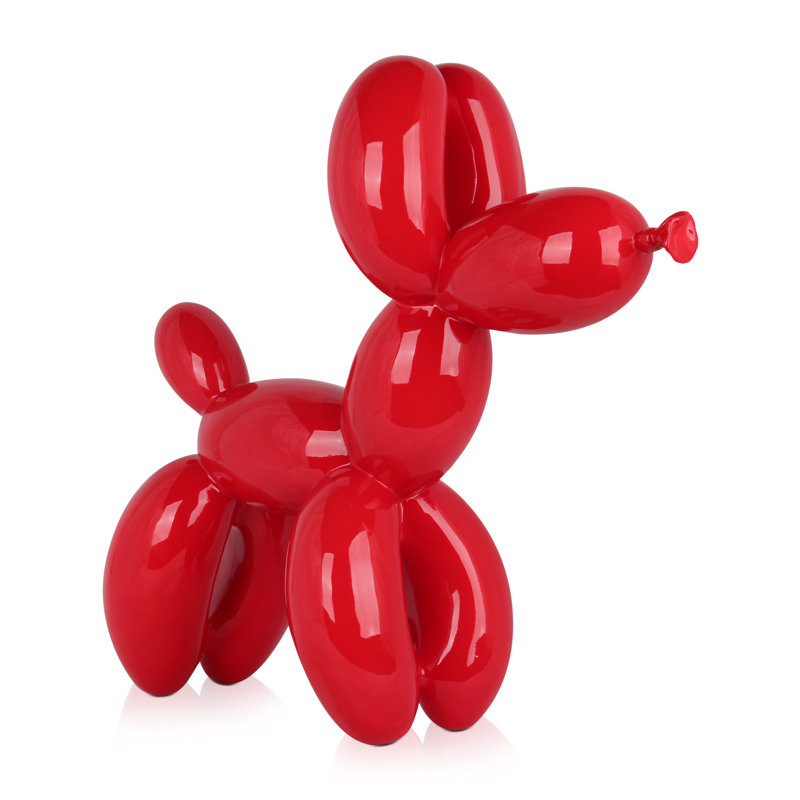 Dog Balloon Large Resin Statue, Red, 27cm H x 26cm W x 9.5cm D