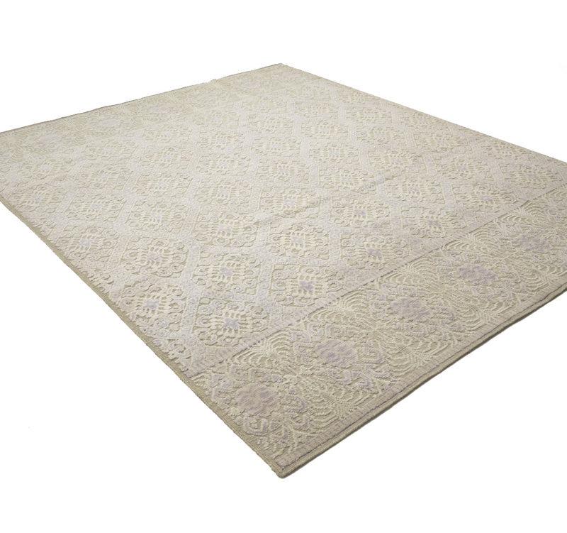 Tapis oriental beige à motif géométrique moderne 8 x 10