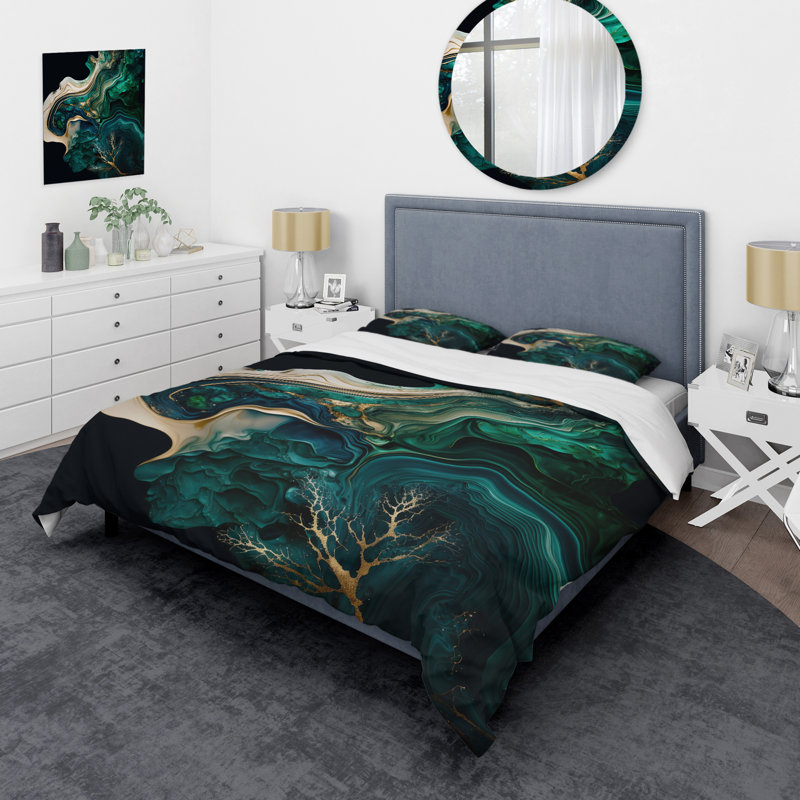 Abstract Geode Marble I - Ensemble de housse de couette moderne - Microfibre de polyester