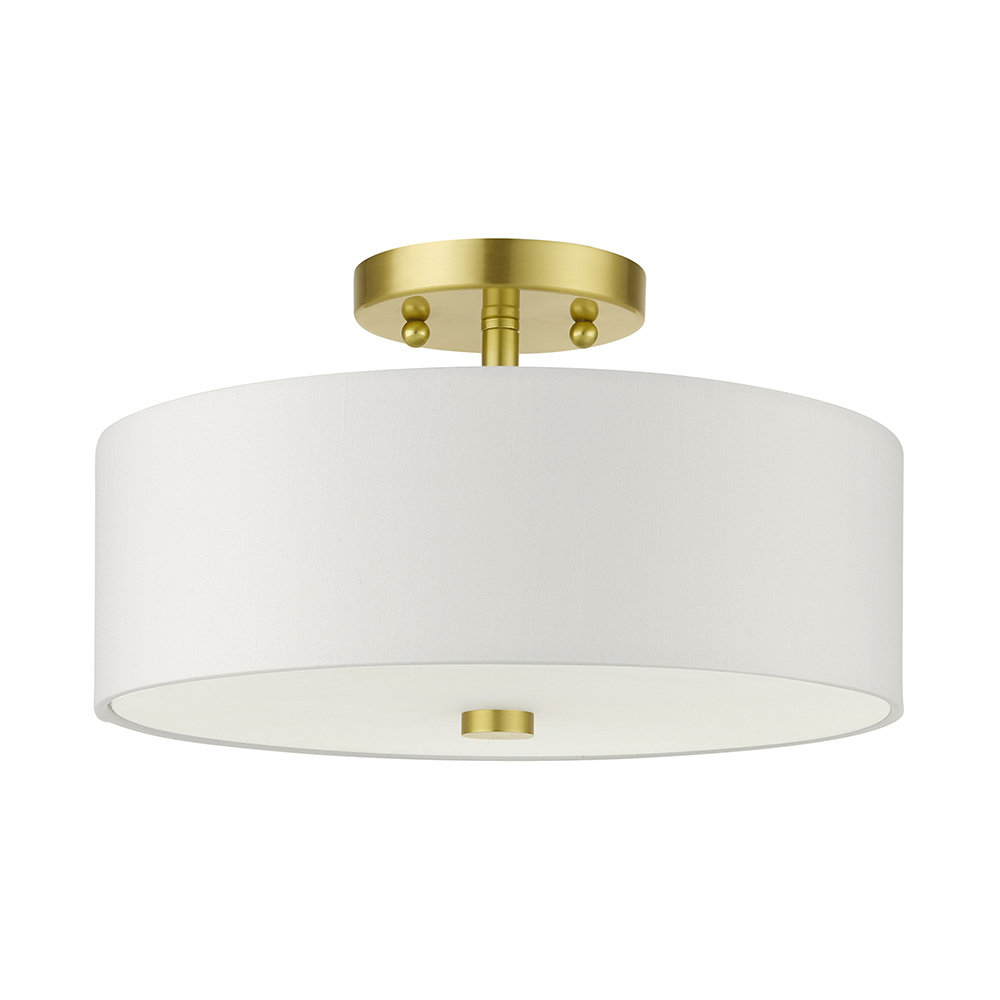 Flaire 3-Light Semi Flush Mount, 7.75" H x 11" W x 11" D, Satin Brass