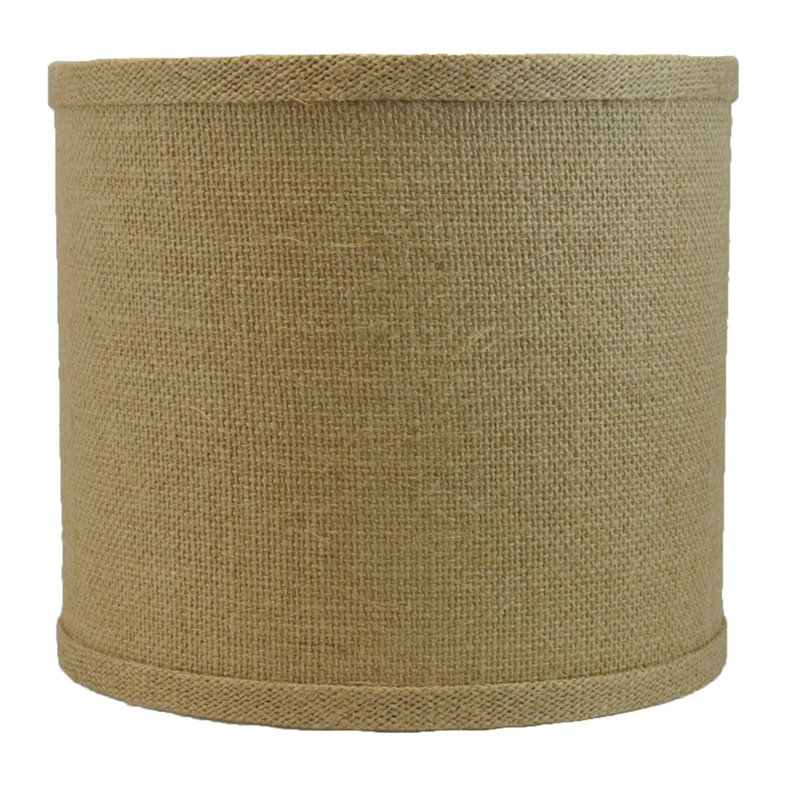 Natural Burlap Drum Lamp Shade with White Lining, 8-inch