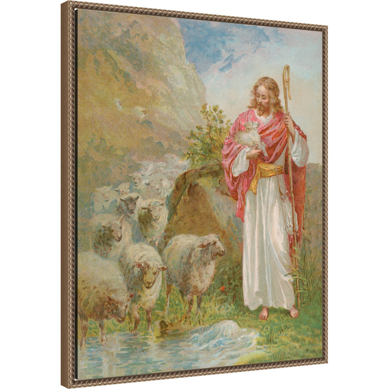 «The Good Shepherd» par English School, reproduction d'art sur toile encadrée
