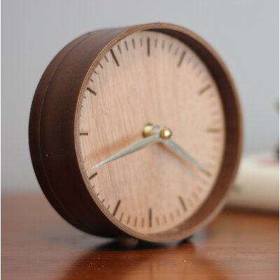 Analog Cherry Wood Quartz Tabletop Clock in Brown -  Winston Porter, BDB5CFFB09CE48328DB7887470F3C464