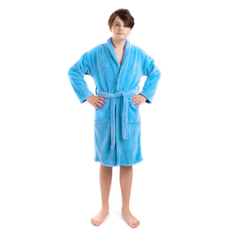 Peignoir en molleton avec poches pour enfants Lovett, M, Turquoise