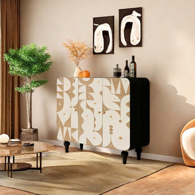 Buffet à trois portes en bois massif de style moderne