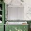 Armoire à pharmacie encastrée ou à fixation en surface sans cadre à 2 portes avec miroir et tablettes en verre réglables-1611447864
