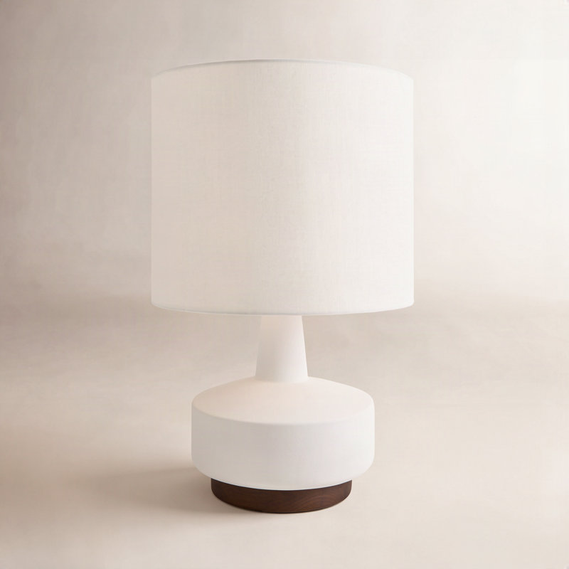 Minta Ceramic Table Lamp, White, White