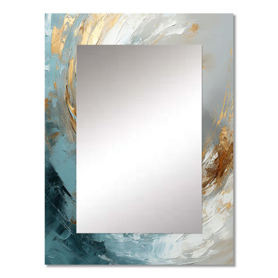 Gold and grey paint spiral whispers II - Abstract Spirals Unique Wall Mirror Decor, Gold Large Mirror, Printed Metal Art