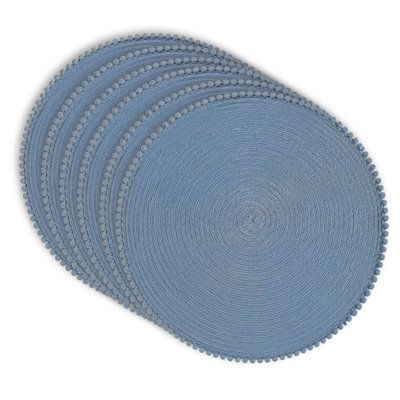  Ensemble de 6 napperons tissés ronds 15 po Pom Pom