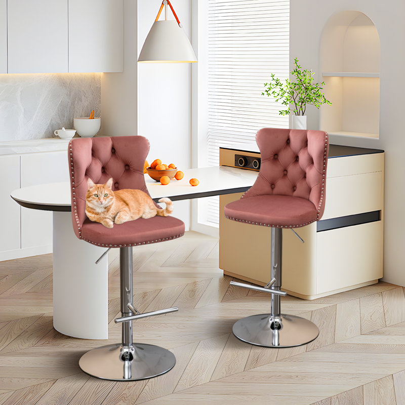 Tabouret pivotant à hauteur réglable Komara, Rose