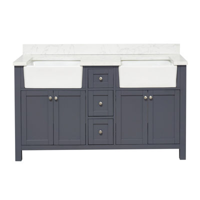 Meuble-lavabo double l 60 po Yorkshire