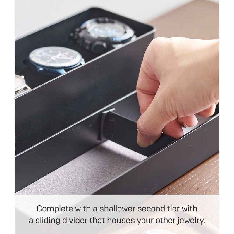 Black Wood Stacking Jewelry and Watch Case