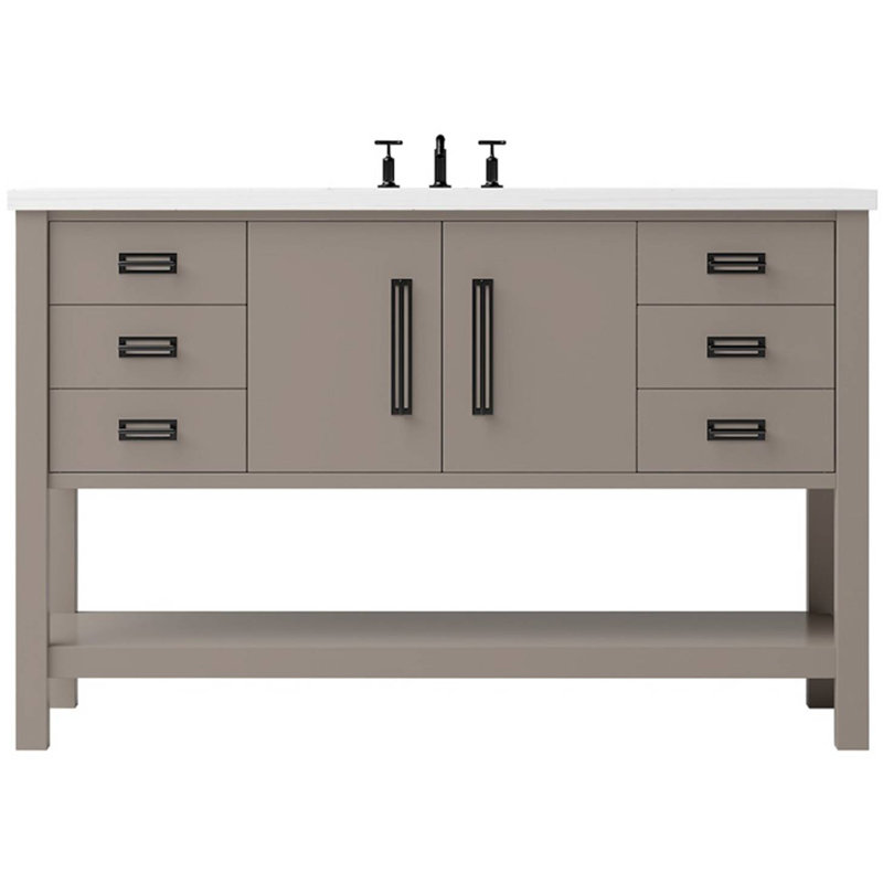 Meuble-lavabo simple très large Kiawah, Taupe Taos, Noir mat, 48"