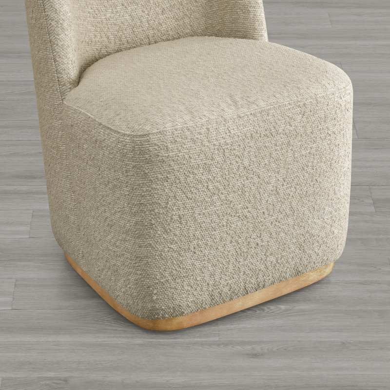 Geelt Upholstered Dining Chairs with Casters, Oatmeal Polyester