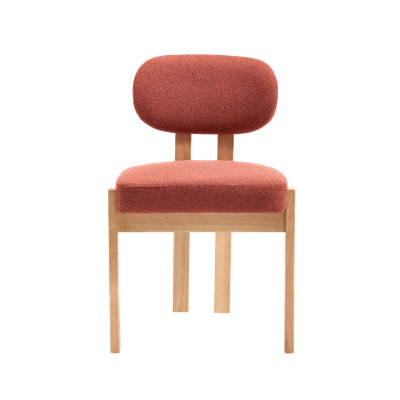 Ensemble de 2 chaises de salle à manger Mid-Century en chenille avec pieds en bois massif