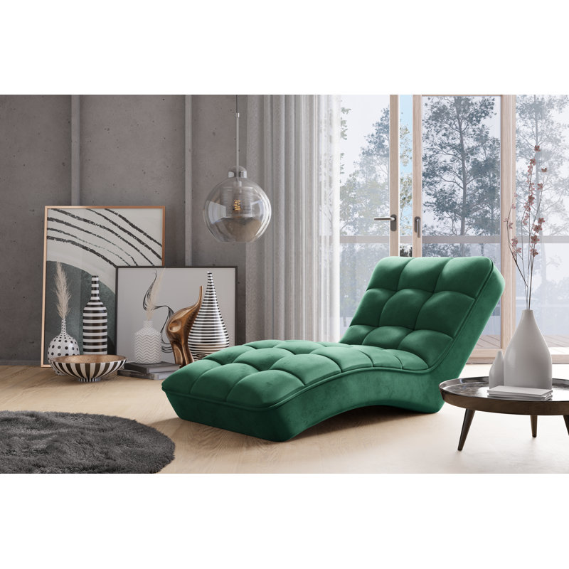 Zakariyya Upholstered Chaise Lounge, Green