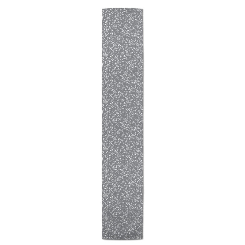 Chemin de table Maribeth, Gris, 90 po x 16 po, Floral