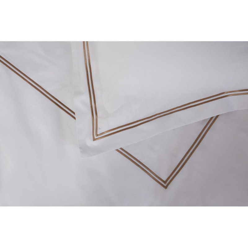 Ervin Polyester, Cotton Geometric Shapes Duvet Cover Set with Pillow Shams, Double - 2 Standard Pillowcases, White/Gold