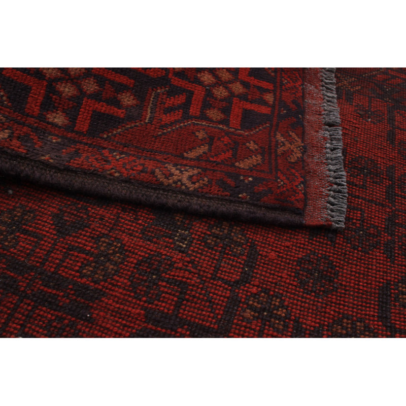 Tapis de zone en laine rouge 3 pi 4 po x 4 pi 10 po one-of-kind à la main-noué la 2010 esari turque Alarick