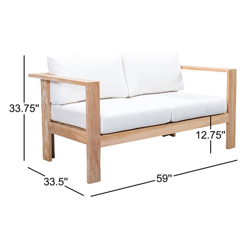 Ando Loveseat with Cushions, Canvas Natural Sunbrella® Canvas