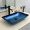 Lavabo de salle de bain en verre trempé 22-1 / 4 "L avec bonde noire