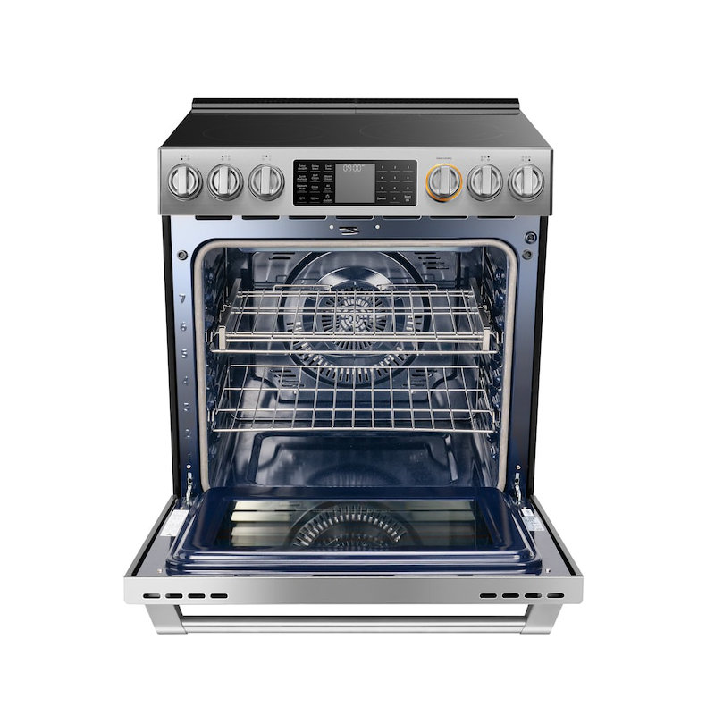 Stainless Steel 30" Slide-In Electric Range, 5-Burner Cooktop, 5.7 Cu. Ft. Capacity True Convection Oven, Air Fry  with Built-in Self-Clean Mode