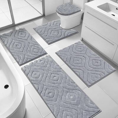 5 Piece Soft Absorbent Microfiber Bath Rug Set With Non-Slip Backing