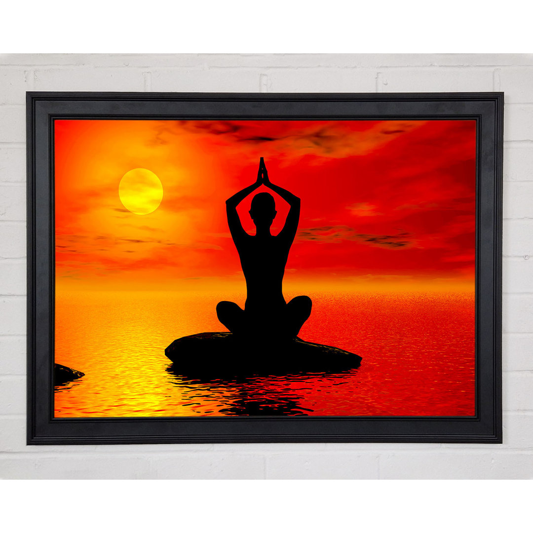 Gerahmtes Leinwandbild Yoga Ocean Sun Blaze