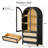 Modern Arched Storage Cabinet With Rattan Drawers And Glass Doors, 3-Tier Display Hutch With 2 Large Storage Drawers-40802744