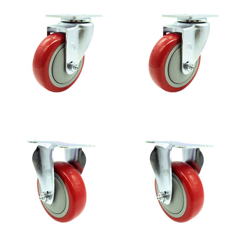 Polyurethane Swivel Caster, Red