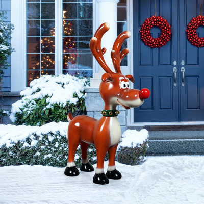 Jolly Holly, the Red-Nosed Reindeer Statue