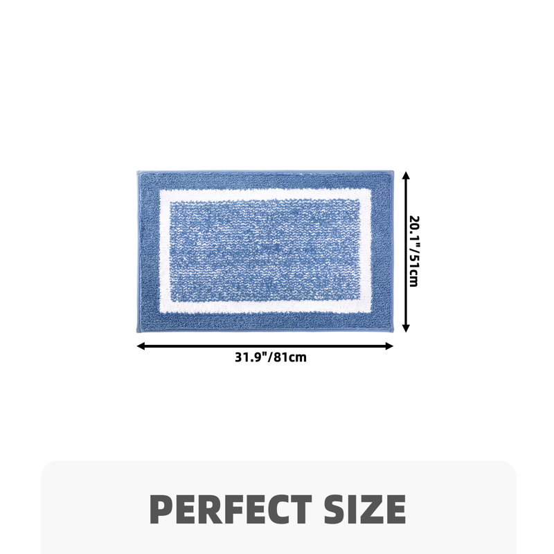 Tapis pour salle de bain Ayleigh, Simple - L 29 po x l 20 po, Bleu pâle