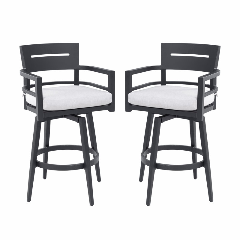 Chaises de bar pivotantes 2 pièces, tabouret de bar à cadre en aluminium, tabouret de bar pivotant à 360 ° pour l'extérieur