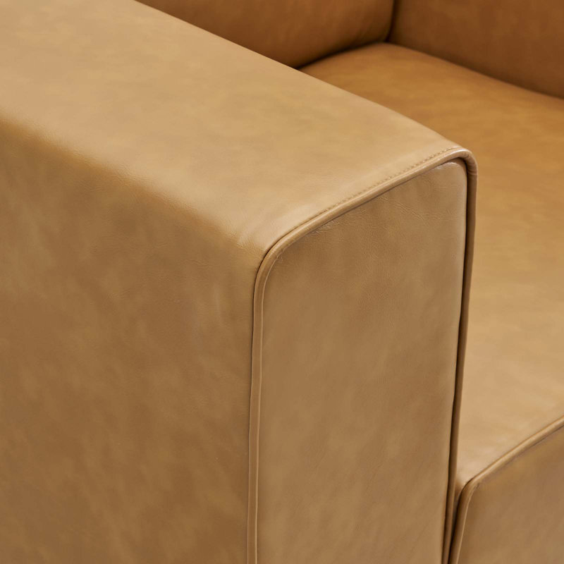 Fauteuil en cuir Mingle Vegan par Modway, Simili cuir brun clair