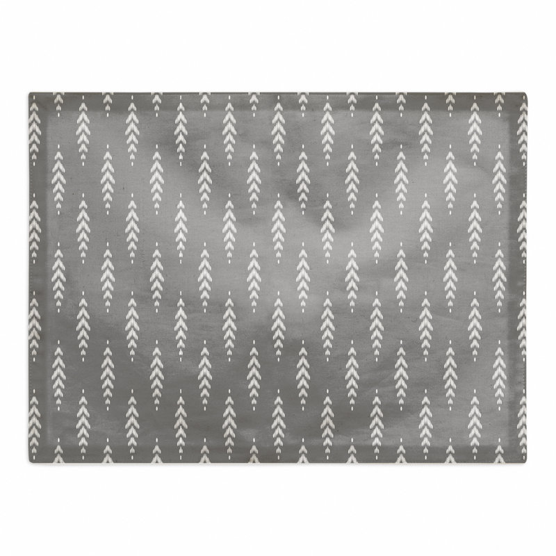 Polyester 10.5" Leaf Pattern Rectangle Placemat, Gray