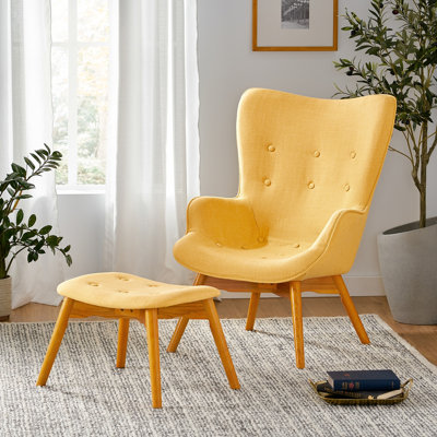 Fauteuil capitonné de 27,09 po de large Leveah CHAISE EN BOIS MODERNE