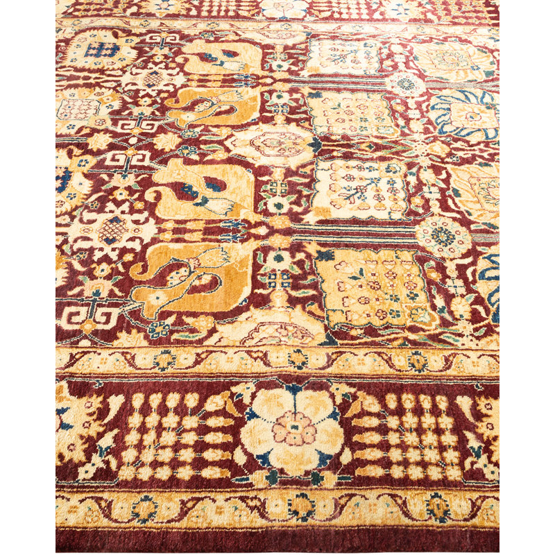 Handmade Red Wool Rectangular Area Rug, 6'1" x 8'7"