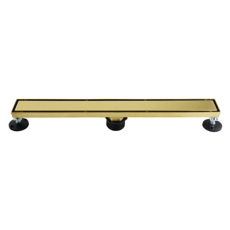 Caniveau de douche linéaire Kingston Brass Watercourse de 61 cm (24 pouces) en acier inoxydable avec insert carrelé réversible et grille plate