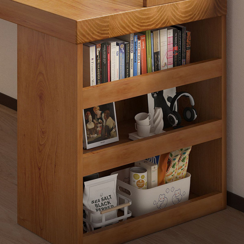 Brown L-Shaped Solid Wood with 1 drawers writing desk, Left Hand Return, 72.83" H x 86.61" W x 47.24" D