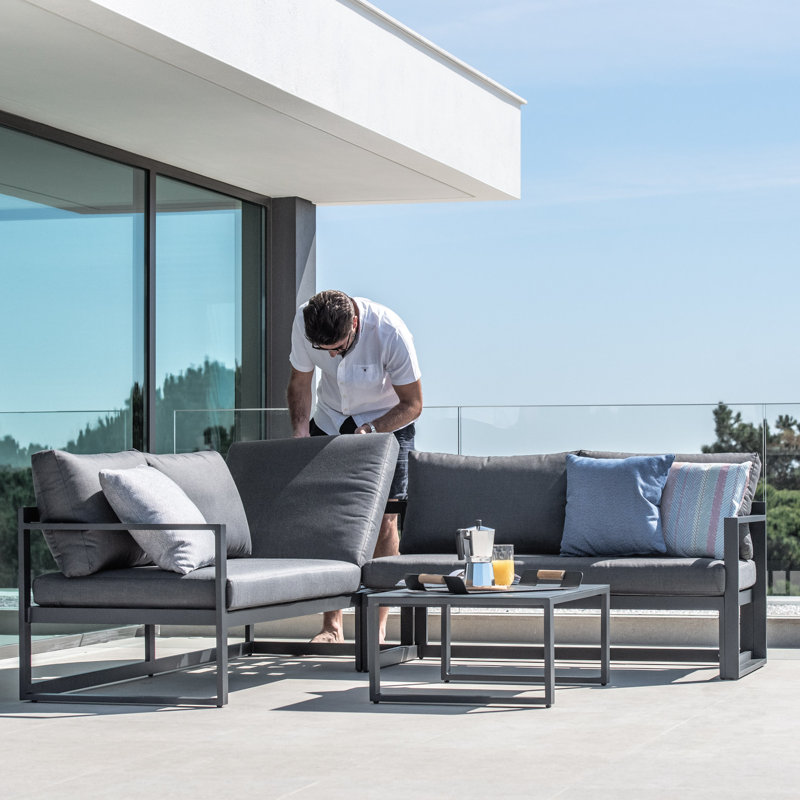 Harper 5 - Person Seating Group with Cushions, Teal, White