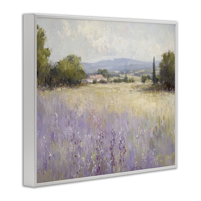Giclée encadrée Lavande Farmland Meadow, design par Petal Prints Design, H 11 po x l 14 po
