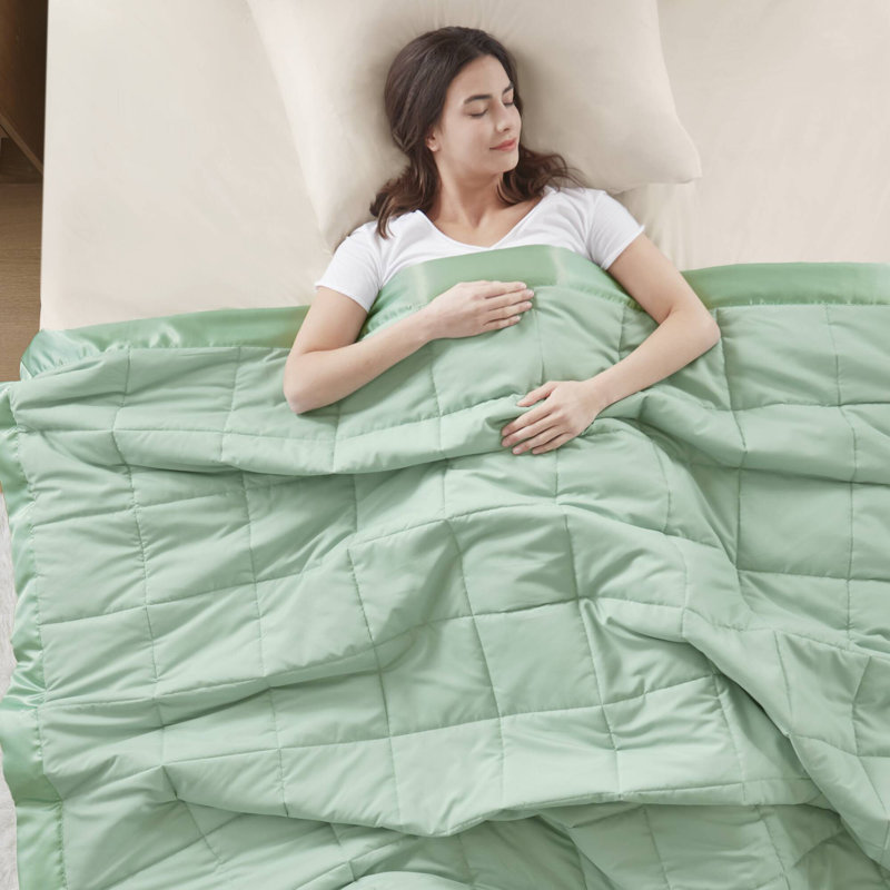Twin Green Down Alternative Blanket with Satin Trim